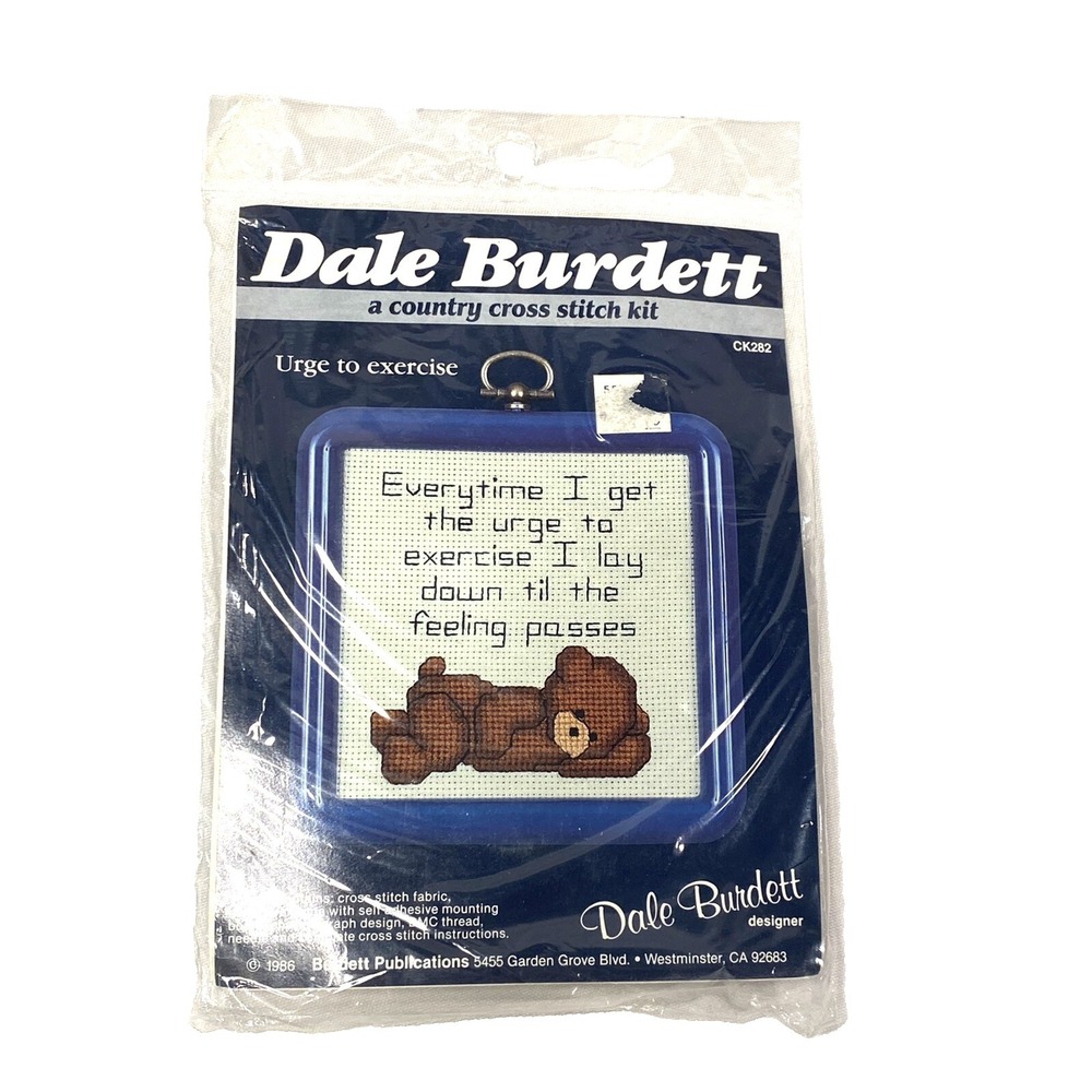 new dale burdett cross stitch kit CK282 bear wanting to exercise
